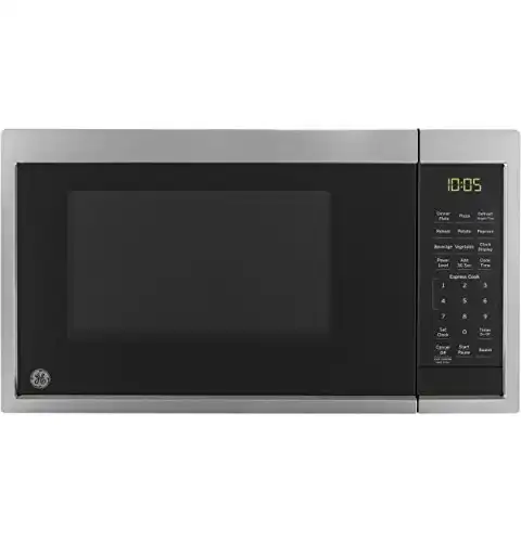 GE Countertop Microwave Oven | 0.9 Cubic Feet Capacity, 900 Watts | Kitchen Essentials for the Countertop or Dorm Room | Stainless Steel