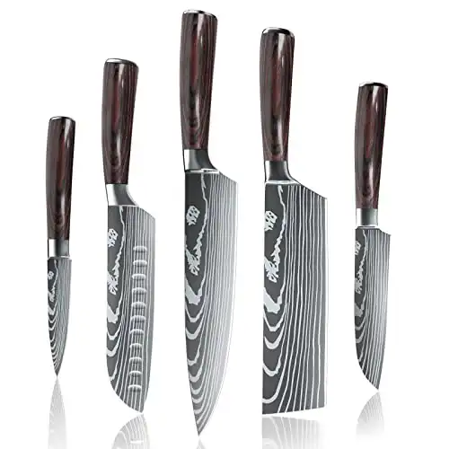 Dfito Kitchen Chef Knife Sets, 3.5-8 Inch Set Boxed Knives 440A Stainless Steel Ultra Sharp Japanese Knives, 5 Pieces Knife Sets for Professional Chefs