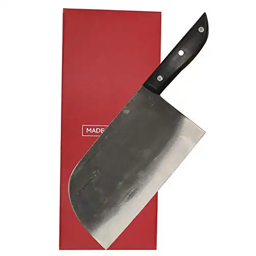 LICAIDAO Handmade Forging Kitchen Chef Knife Meat Cleaver Butcher Knife Vegetable Cutter with High Carbon Clad Steel (Black handle)