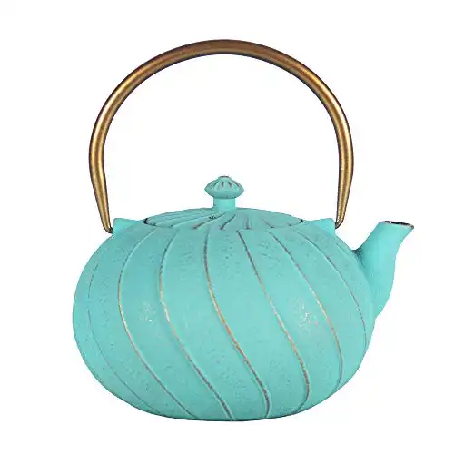 Cast Iron Tea Kettle, Japanese Tetsubin Teapot Coated with Enameled Interior, Durable Cast Iron Teapot for Stovetop Safe ,Tea Pot with Stainless Steel Infuser for Loose Tea(1200ml/40.5oz)