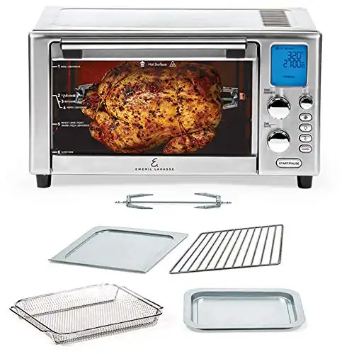 Emeril Lagasse Power Air Fryer 360 Better Than Convection Ovens Hot Air Fryer Oven, Toaster Oven, Bake, Broil, Slow Cook and More Food Dehydrator, Rotisserie Spit, Pizza Function Cookbook Included Sta...
