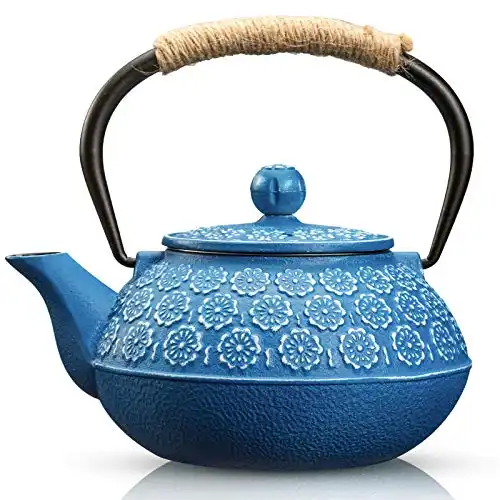 Cast Iron Teapot, Sotya Tetsubin Japanese Tea Kettle (900ML, Blue)