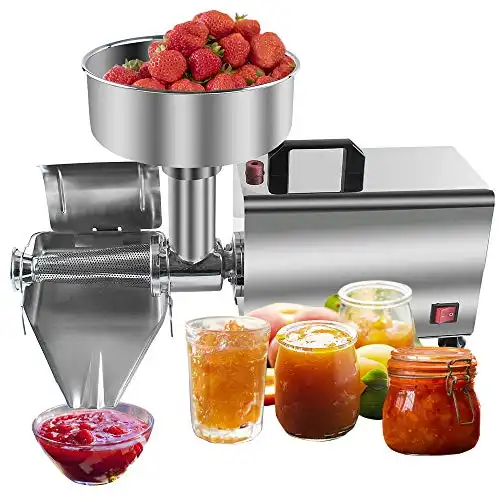 ZXMOTO Electric Tomato Strainer Machine 110V Commercial Stainless Steel Food Milling Press and Strainer Machine,Food Strainer and Sauce Maker, Fruit Press Squeezer