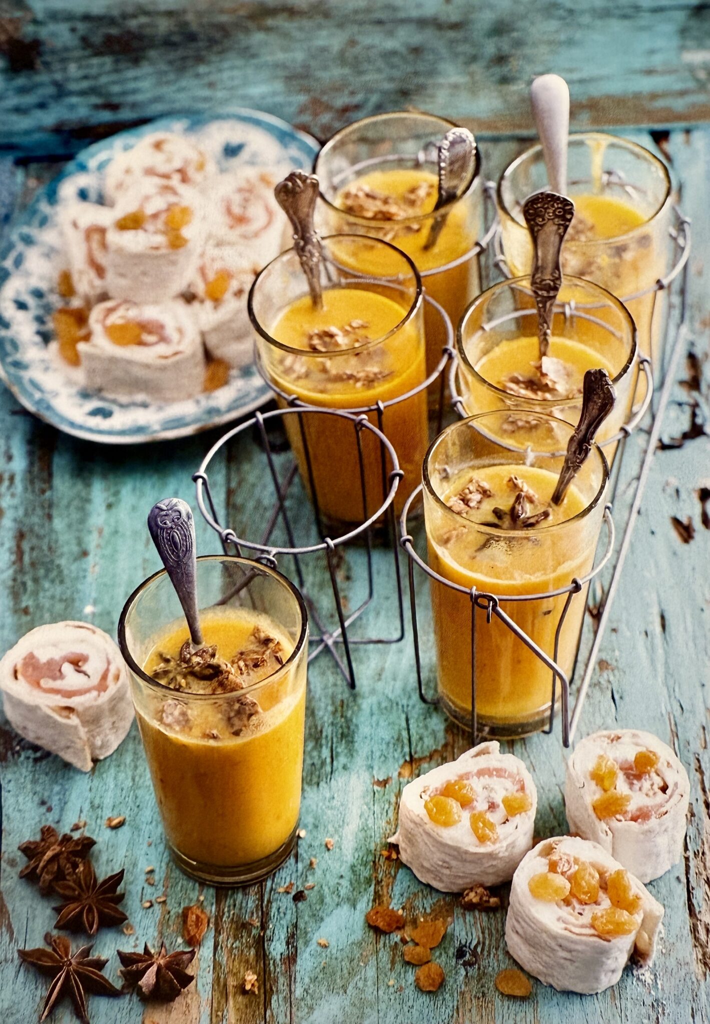 Spiced Pumpkin Bisque with Goat Cheese Salmon Pinwheels My Budget Recipes