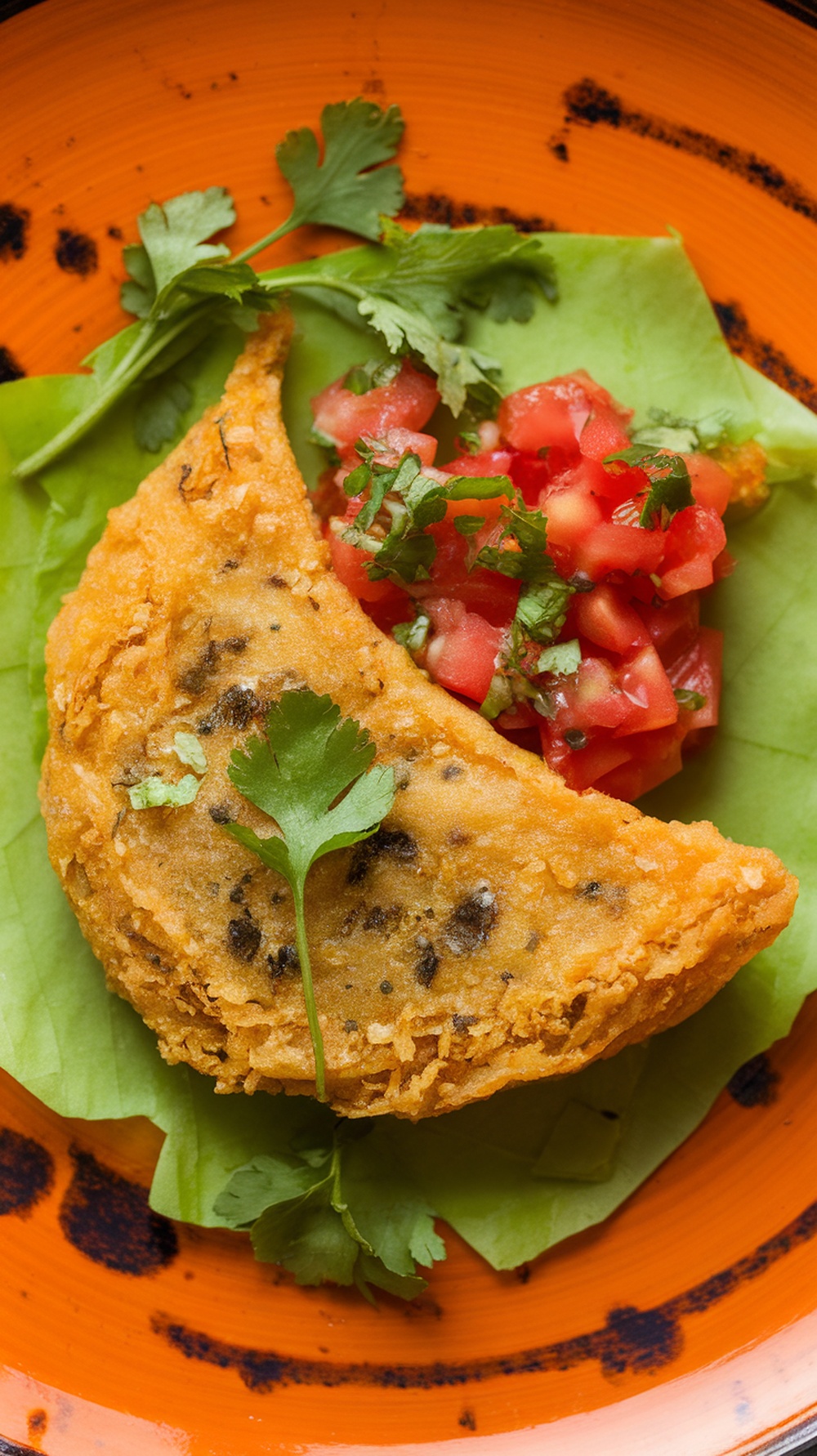 A delicious besan chilla served with fresh tomato salsa.