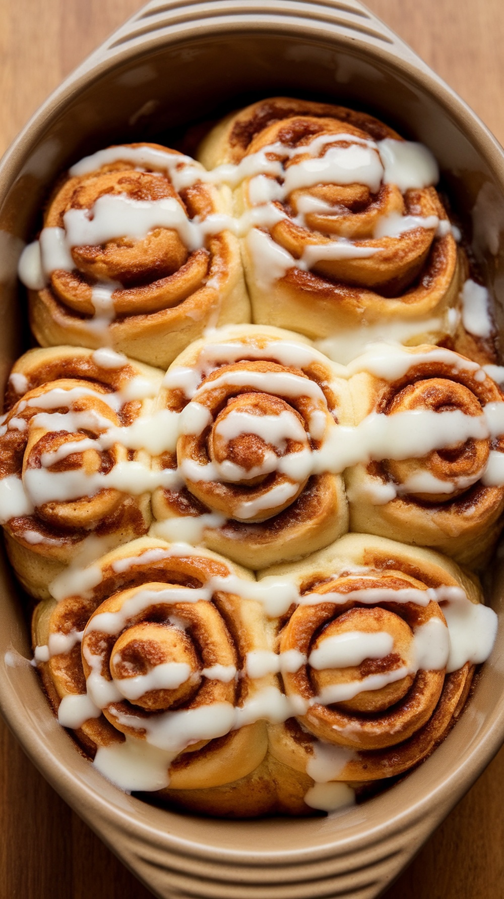 Cinnamon Roll Casserole topped with icing