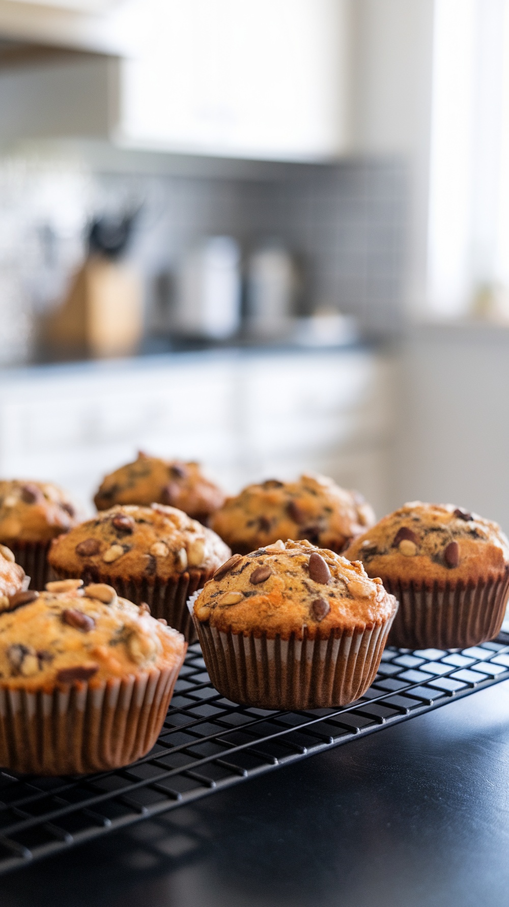 Delicious protein-rich breakfast muffins on a cooling rack.