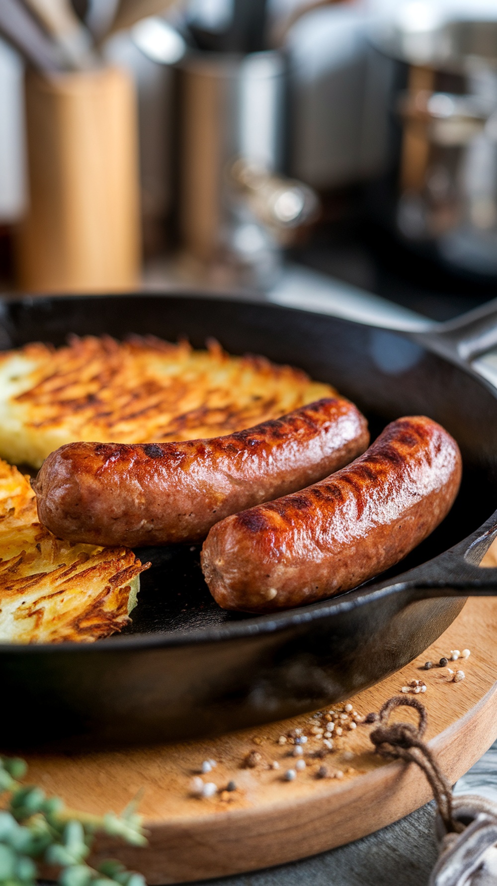 Delicious smoky chipotle breakfast sausage in a skillet