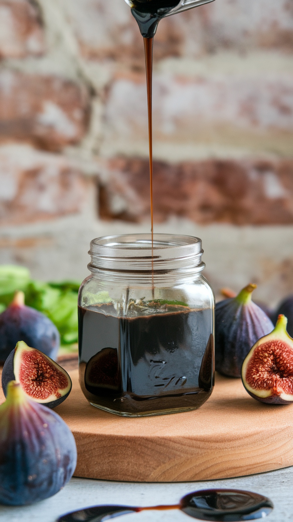 Balsamic fig dressing in a jar with figs