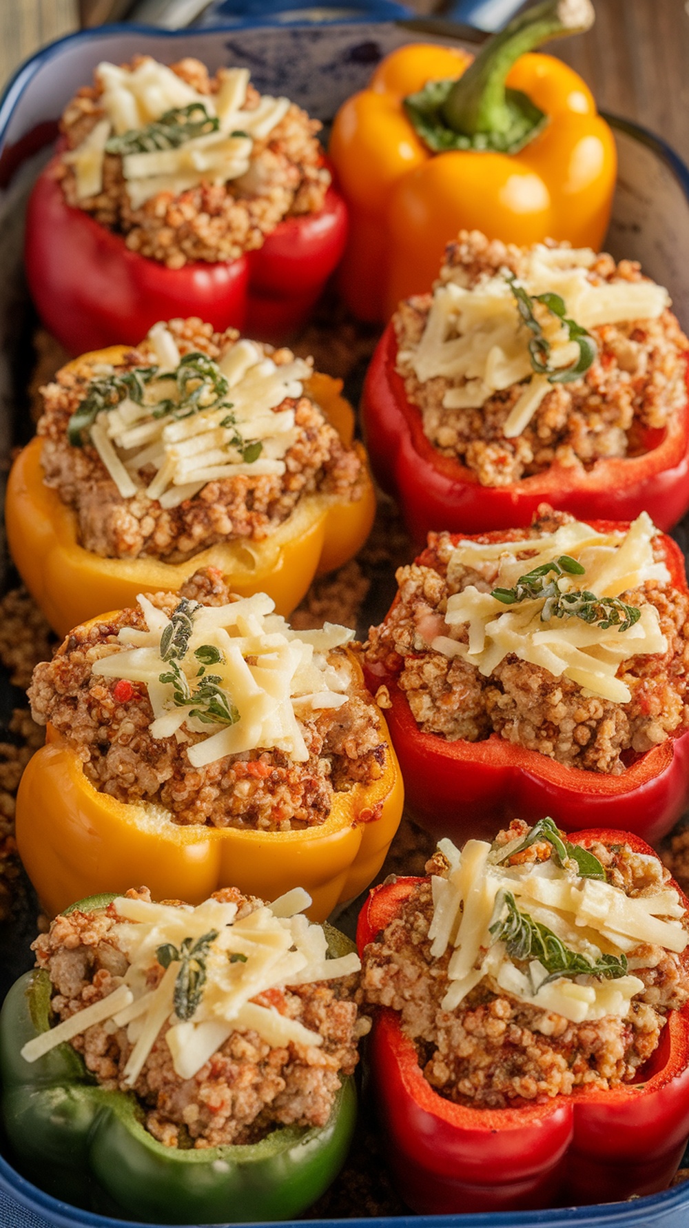 Stuffed bell peppers with ground chicken and quinoa