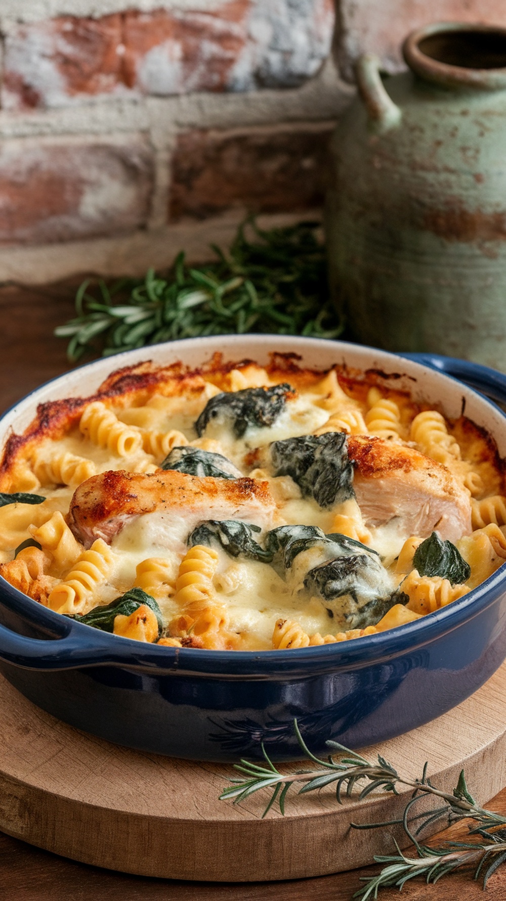 Creamy Chicken and Spinach Pasta Bake