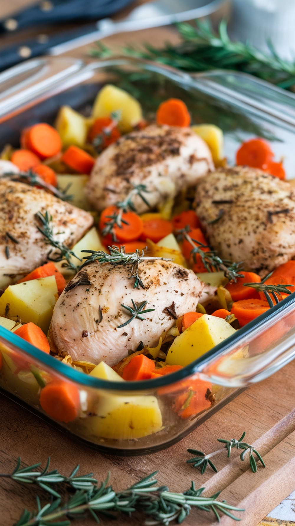 A delicious chicken casserole with vegetables