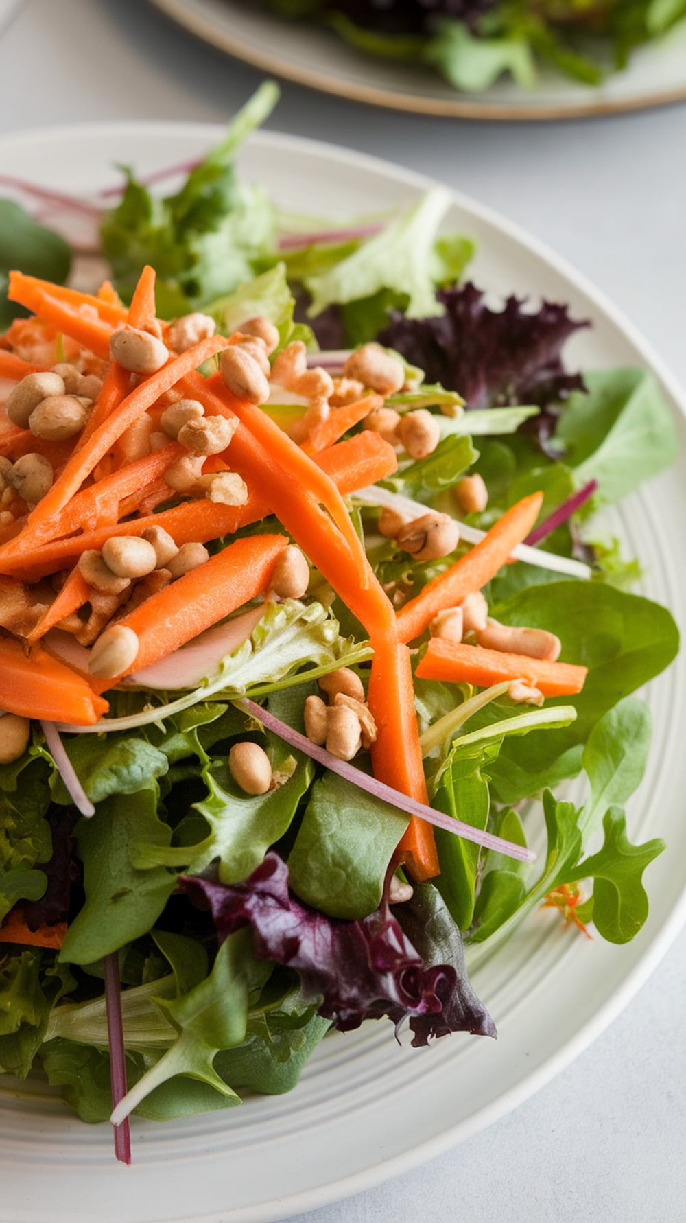 Thai Peanut Salad with greens, carrots, and peanuts
