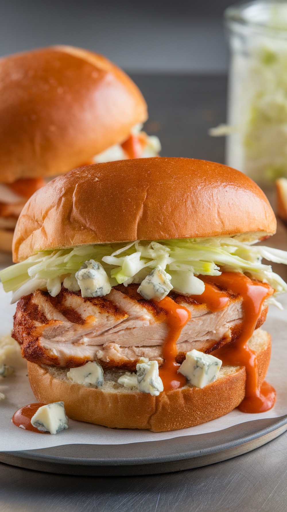 Buffalo Grilled Chicken Sandwich with Blue Cheese