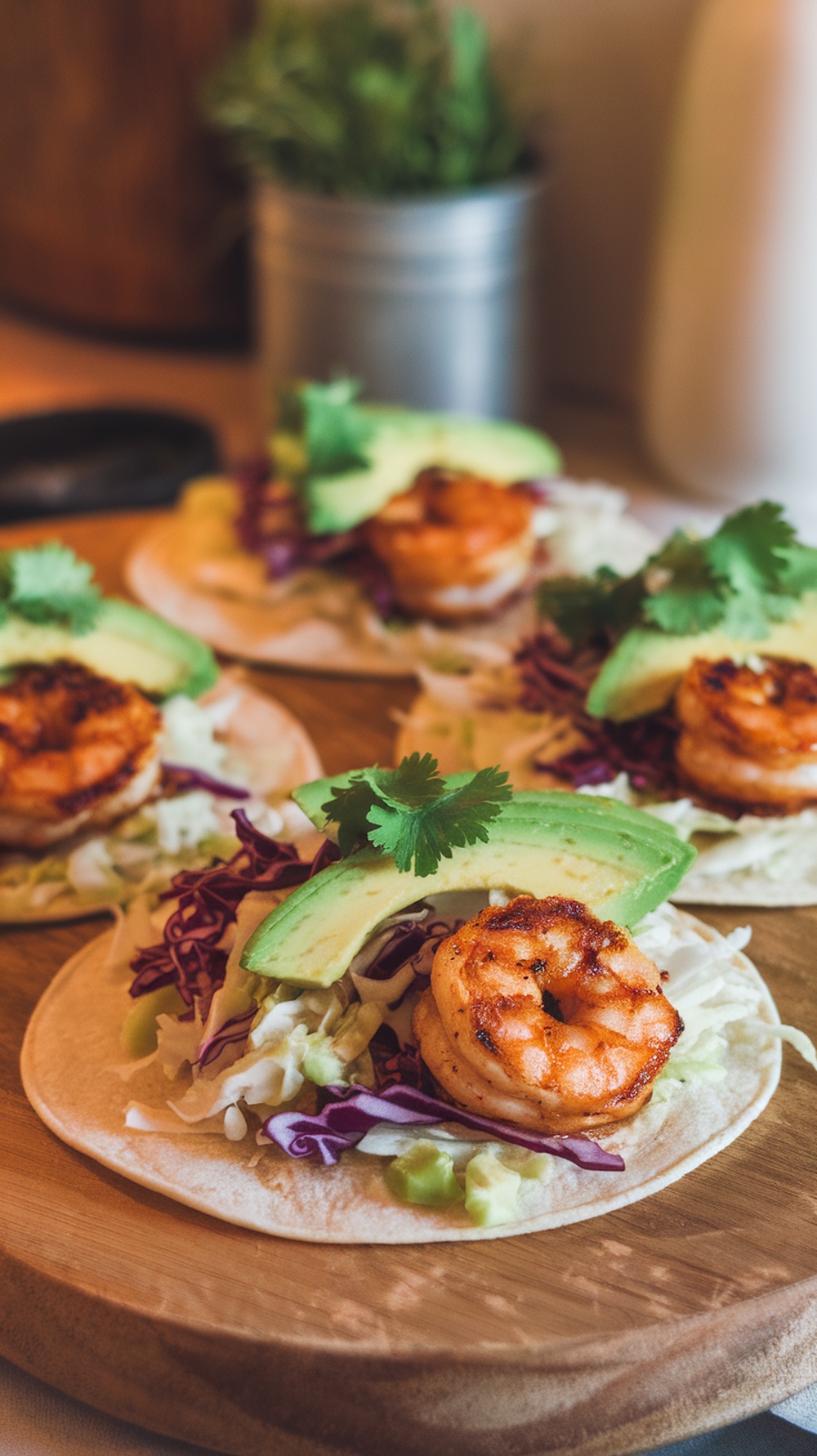Delicious Chipotle Lime Grilled Shrimp Tacos with avocado and cilantro