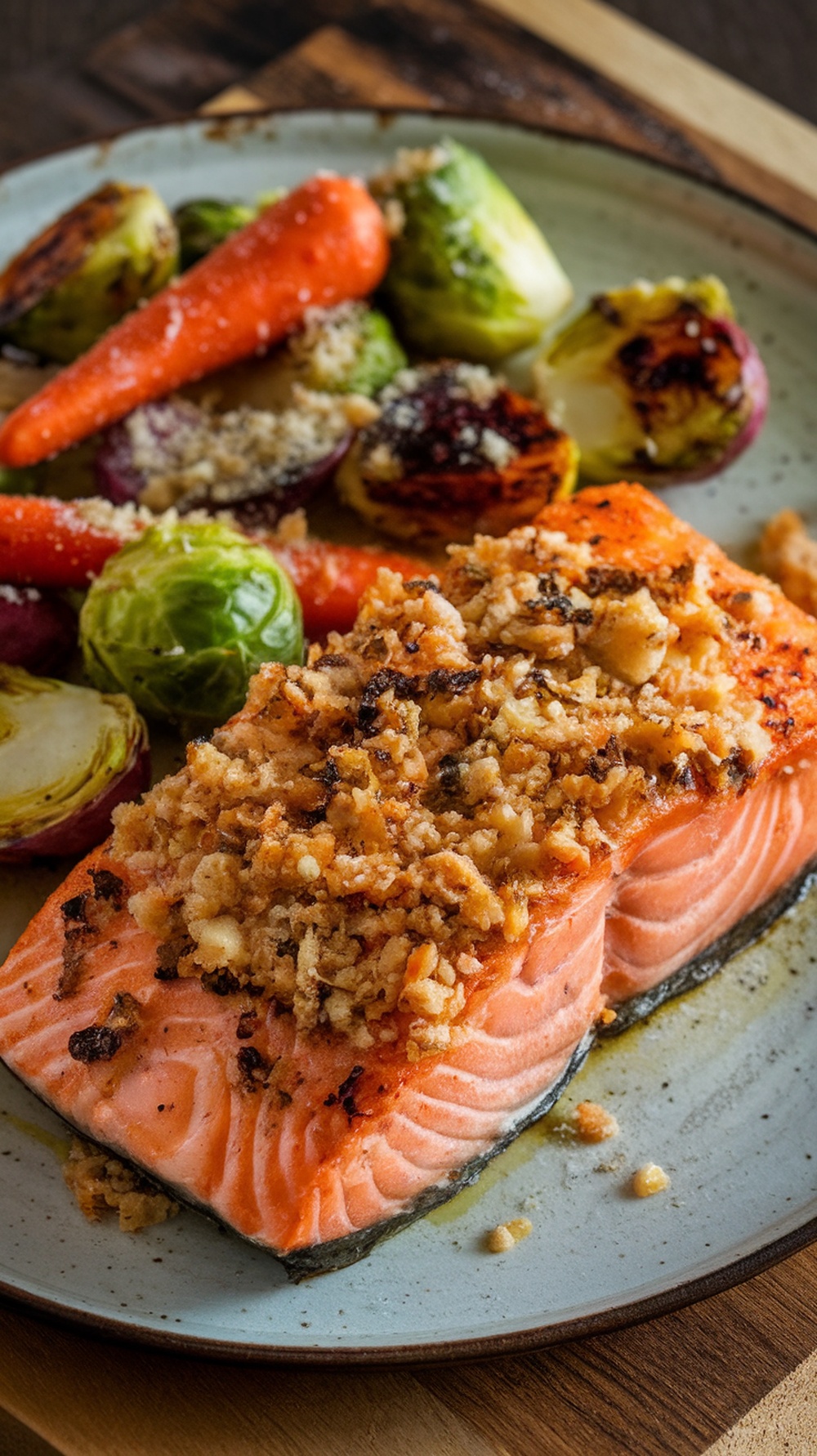 Garlic Parmesan Grilled Salmon with vegetables