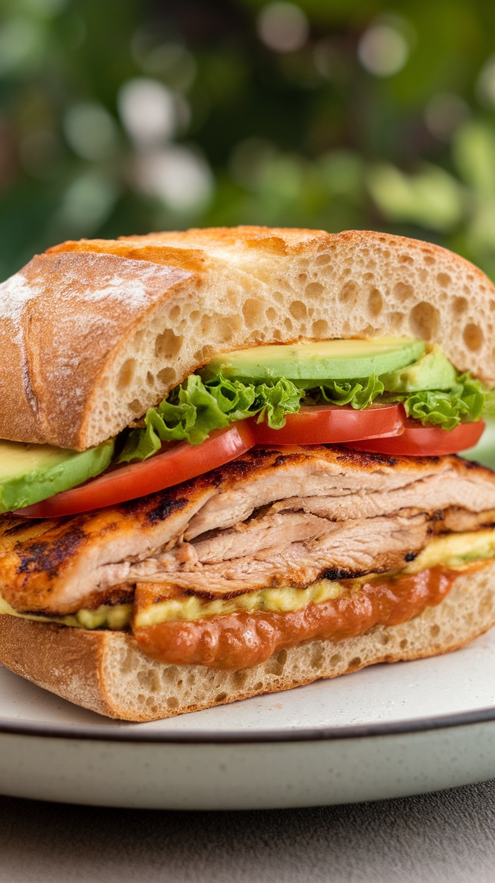 A delicious spicy chipotle grilled chicken sandwich with fresh toppings.
