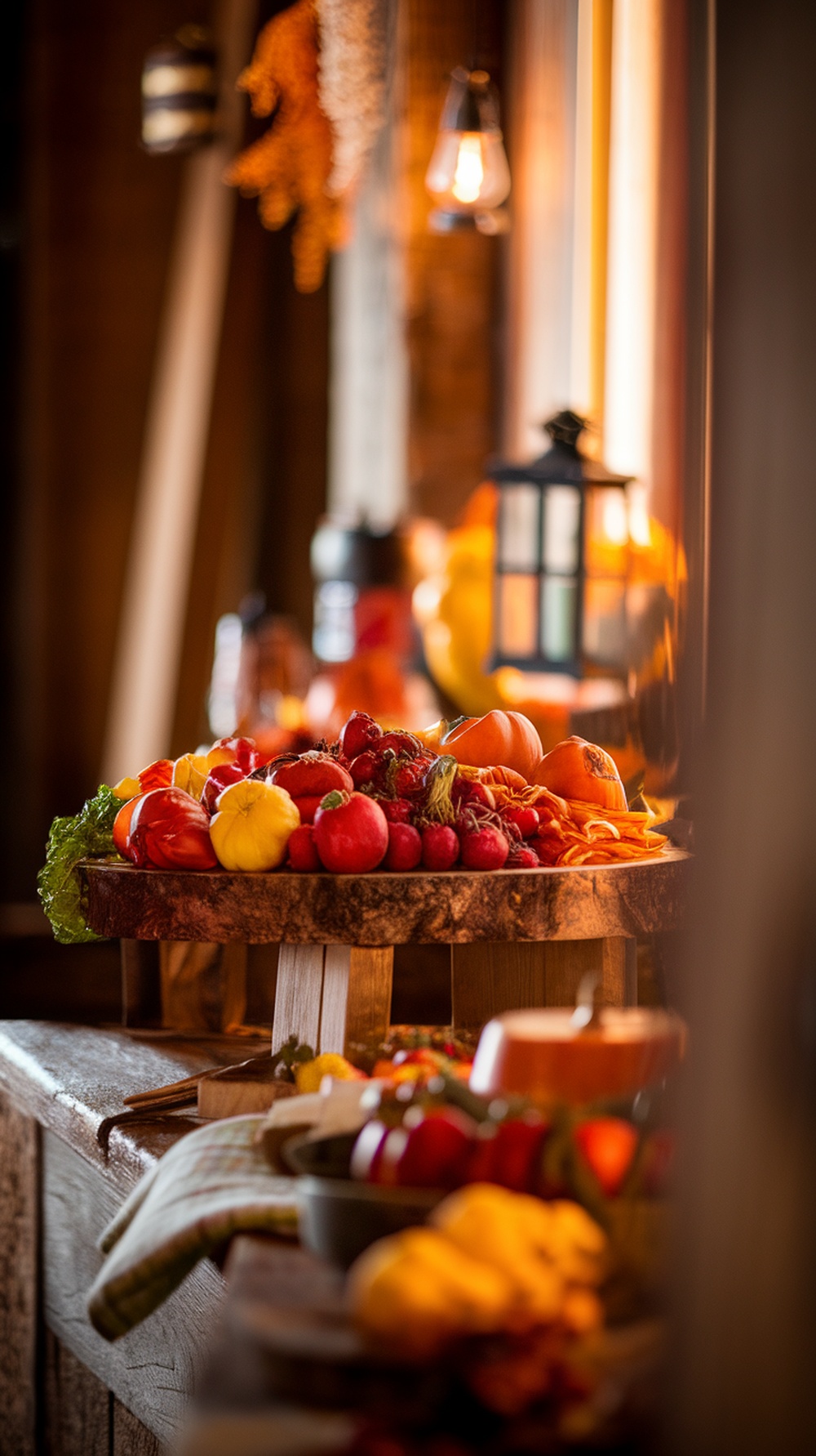 A beautifully arranged charcuterie board featuring seasonal vegetables and pickled items.