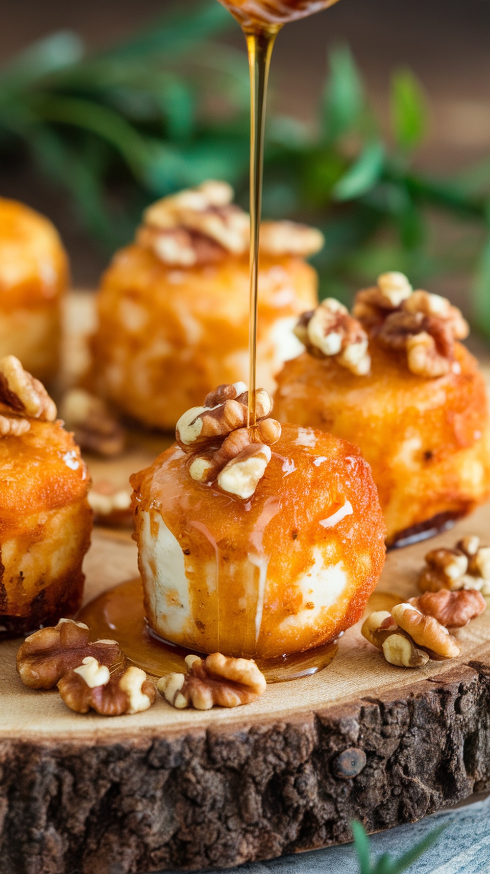 Cranberry Brie Bites with honey drizzle and walnuts