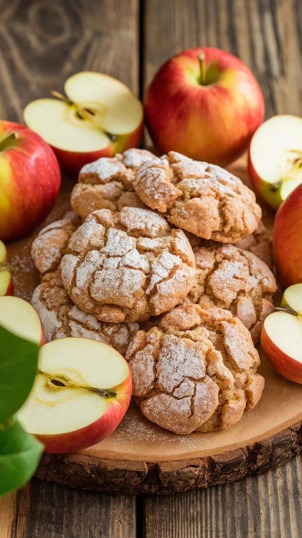 Delicious apple cinnamon sugar cookies surrounded by fresh apples