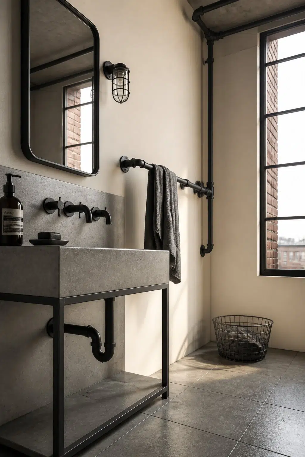 A La Mode — industrial bathroom