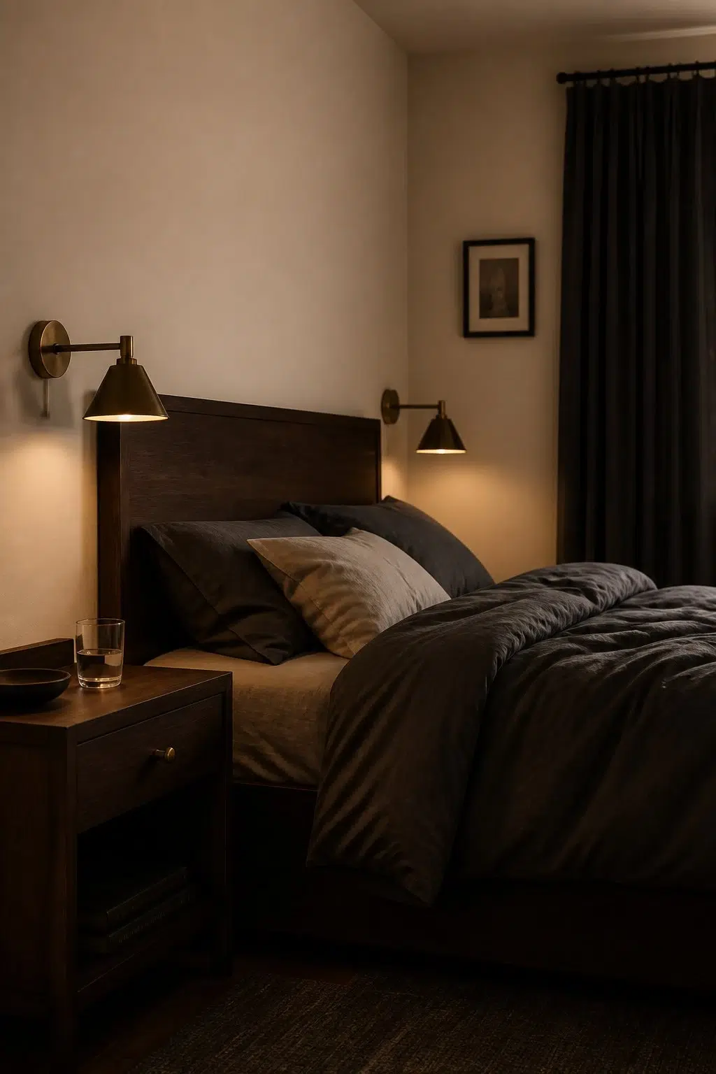 A moody bedroom painted in A La Mode
