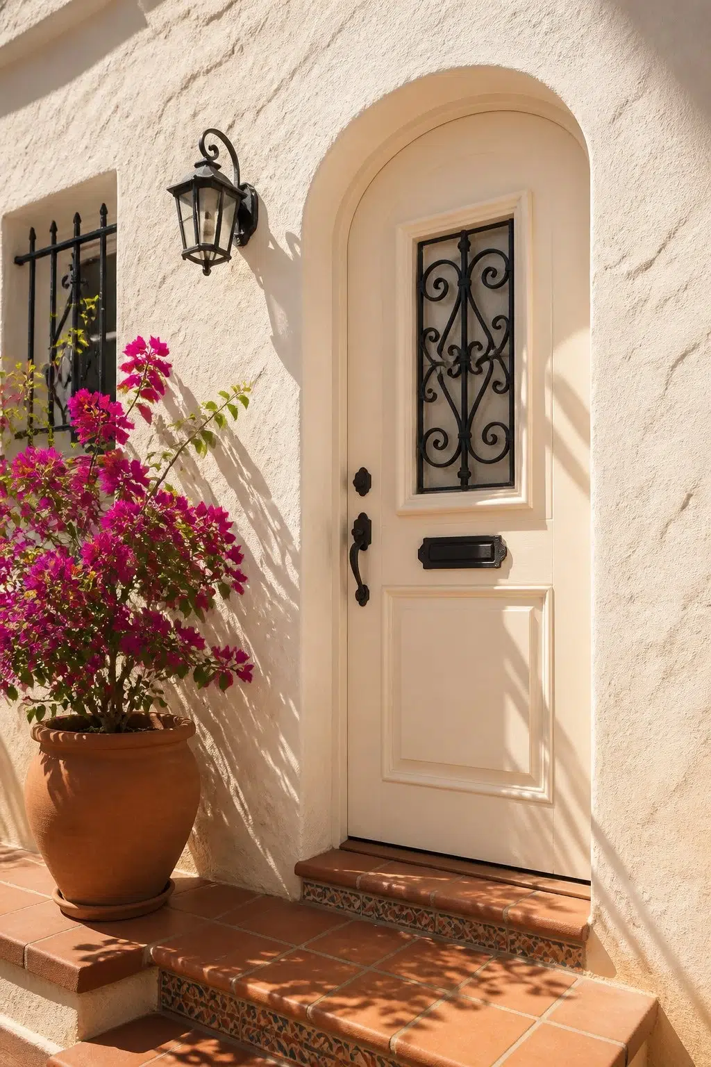 mediterranean front door featuring A La Mode by Sherwin-Williams