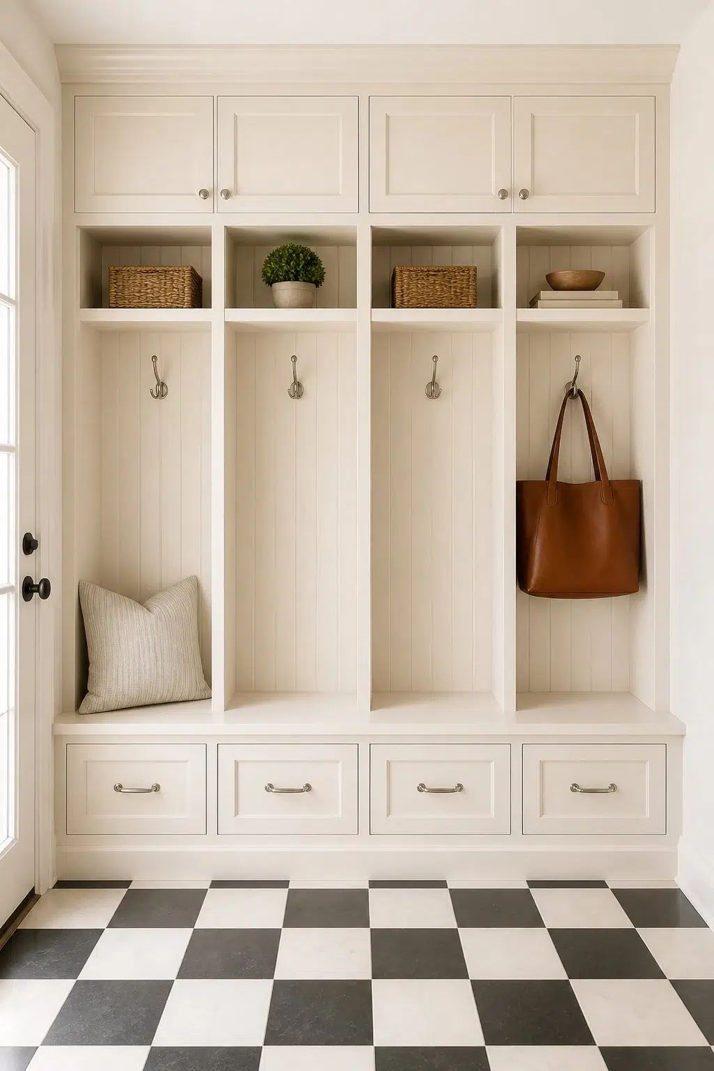 A La Mode paint in a classy mudroom