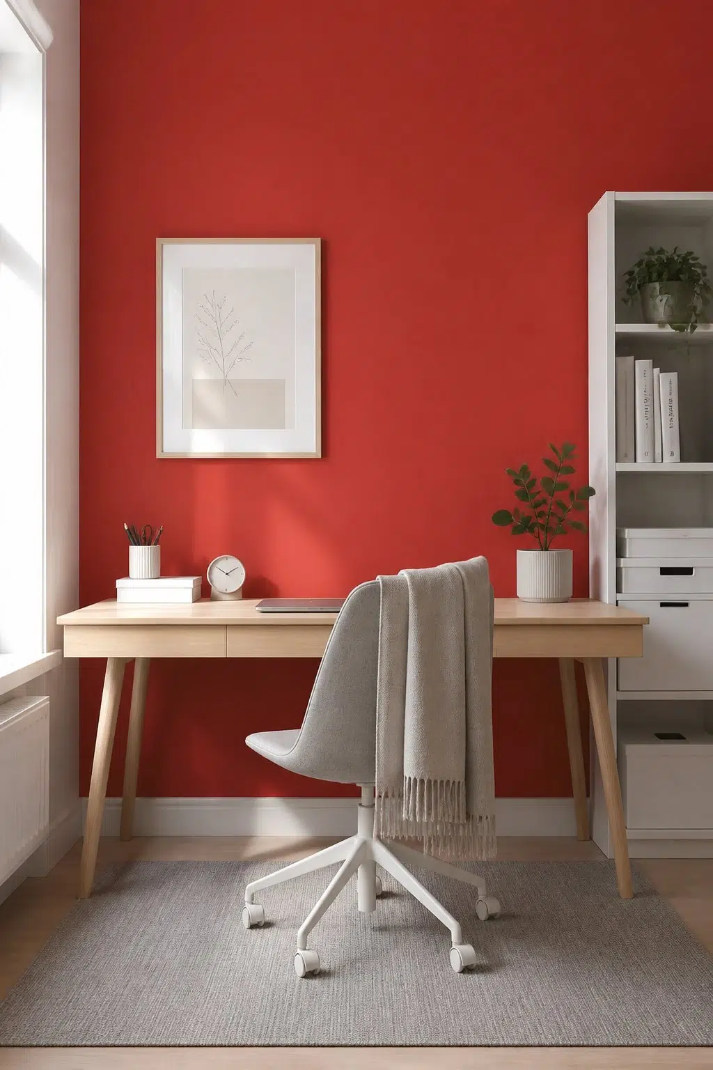 Sherwin-Williams Ablaze in a scandinavian home office