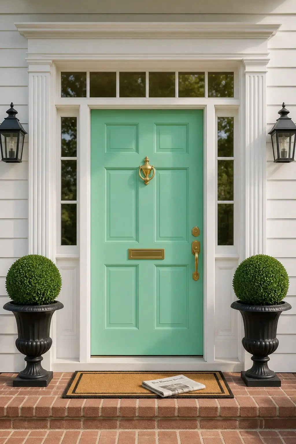 traditional front door featuring Active Green by Sherwin-Williams