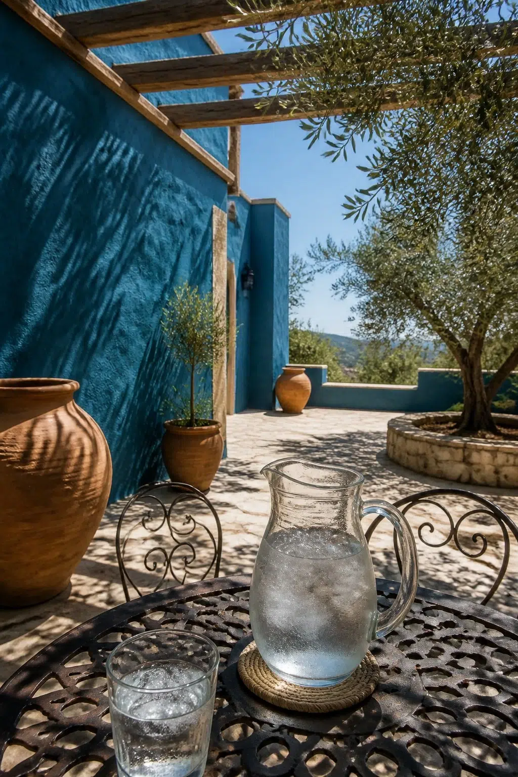 mediterranean patio featuring Adriatic Sea by Sherwin-Williams