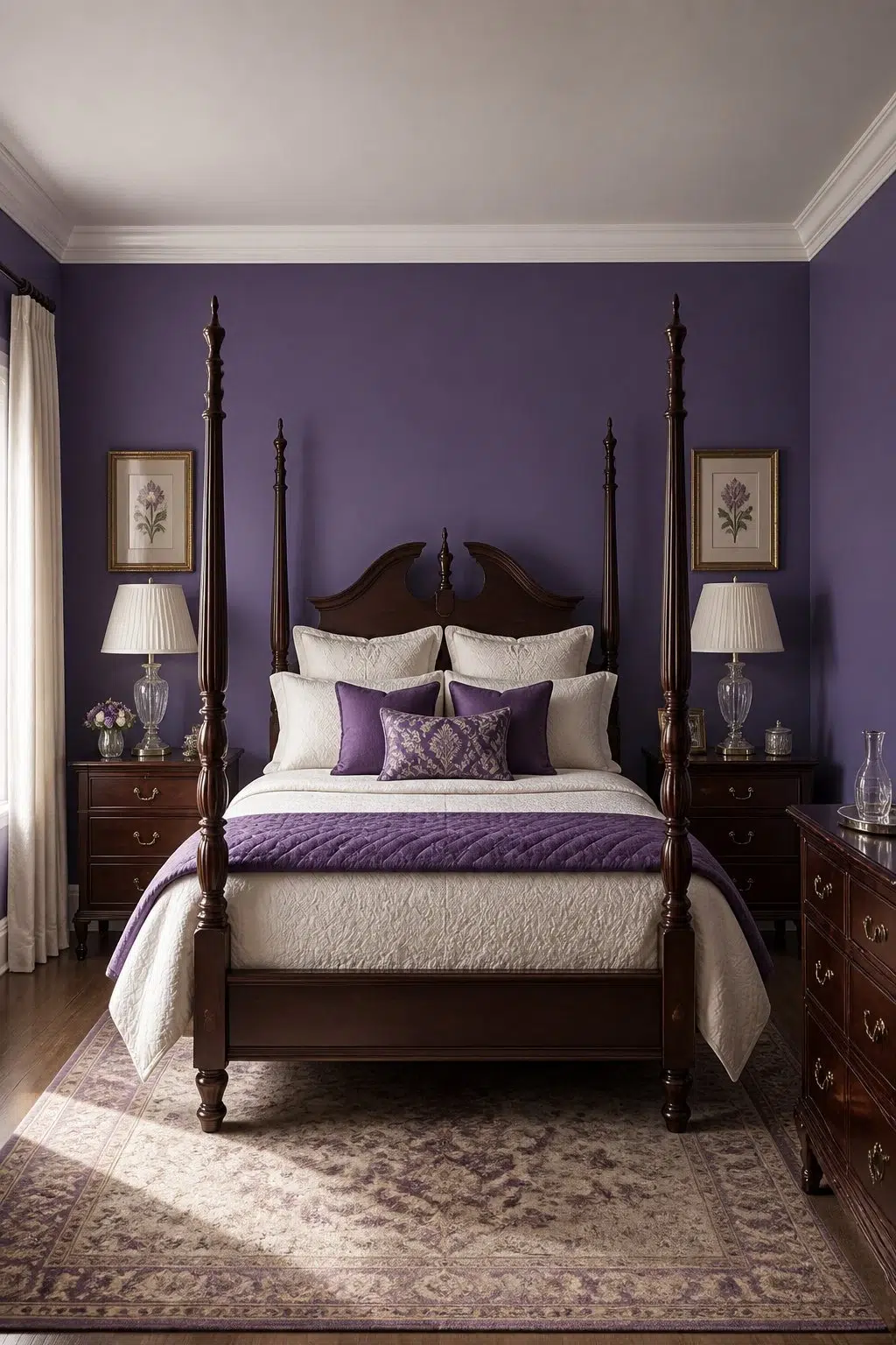 A traditional bedroom painted in African Violet