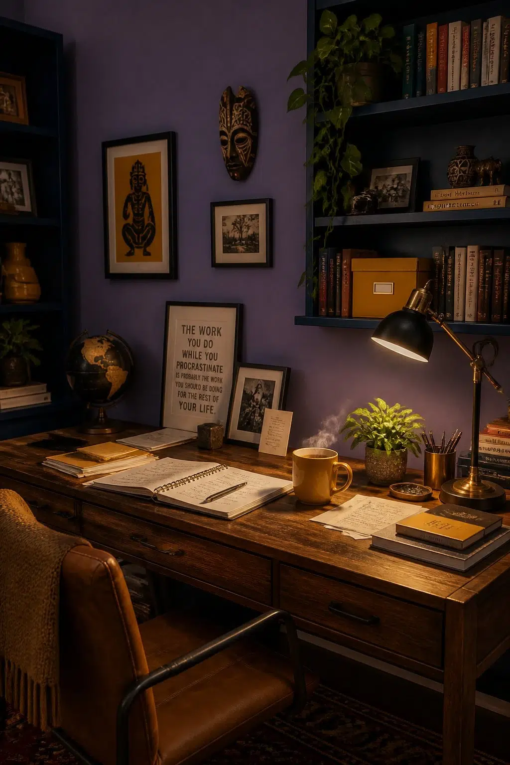 Sherwin-Williams African Violet in a unique home office