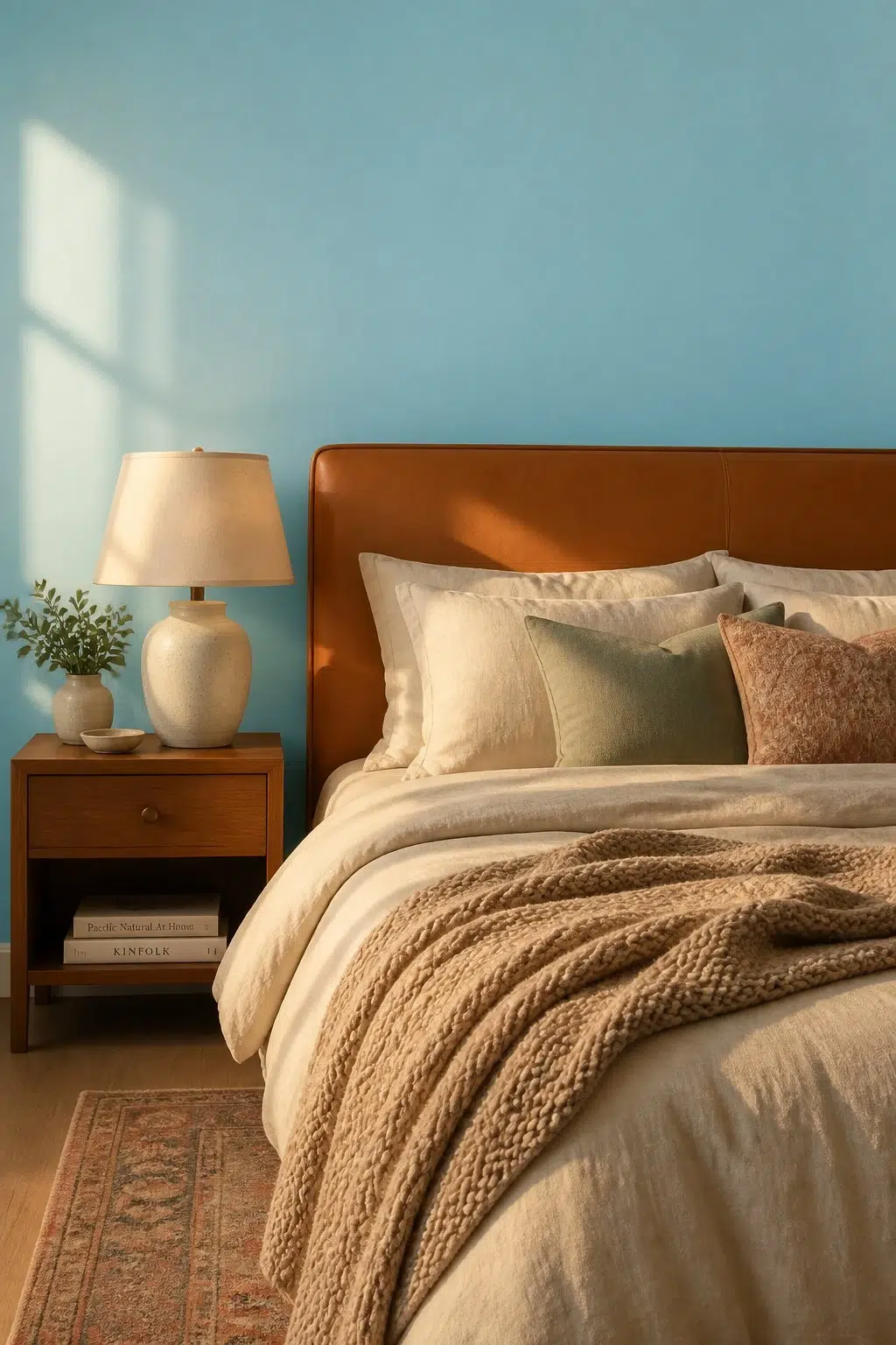A cozy bedroom painted in After the Rain