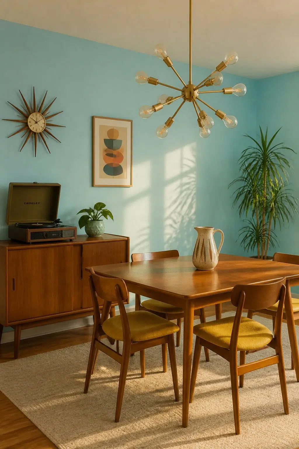 After the Rain paint in a mid century dining room
