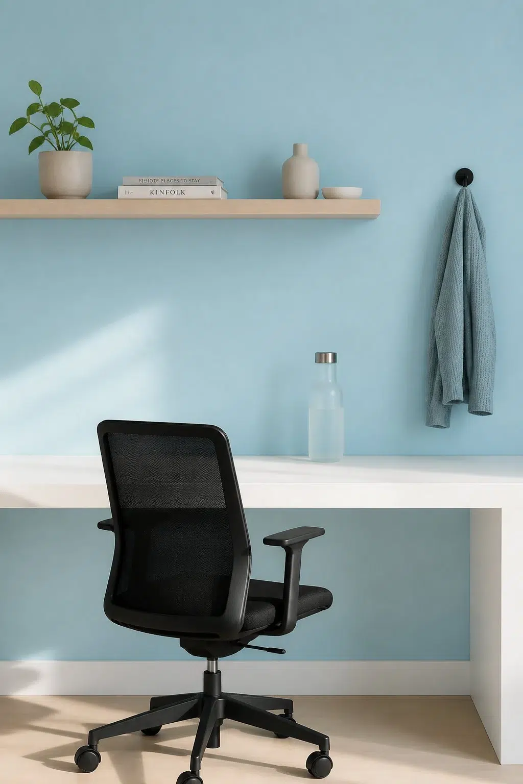 Sherwin-Williams After the Rain in a minimalist home office