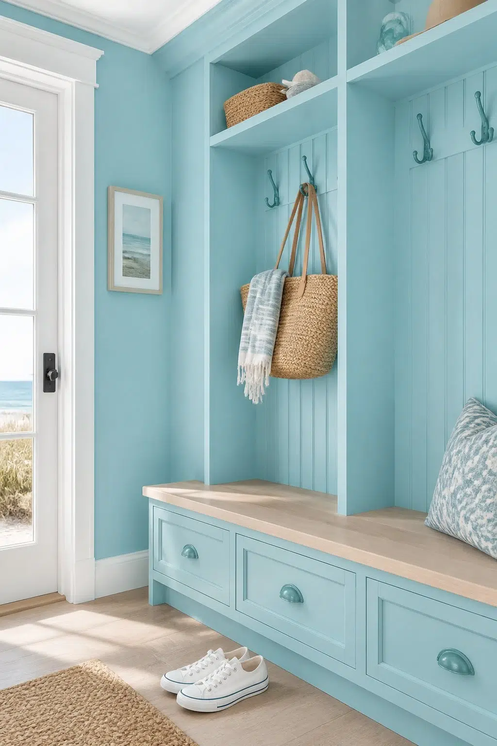 After the Rain paint in a coastal mudroom