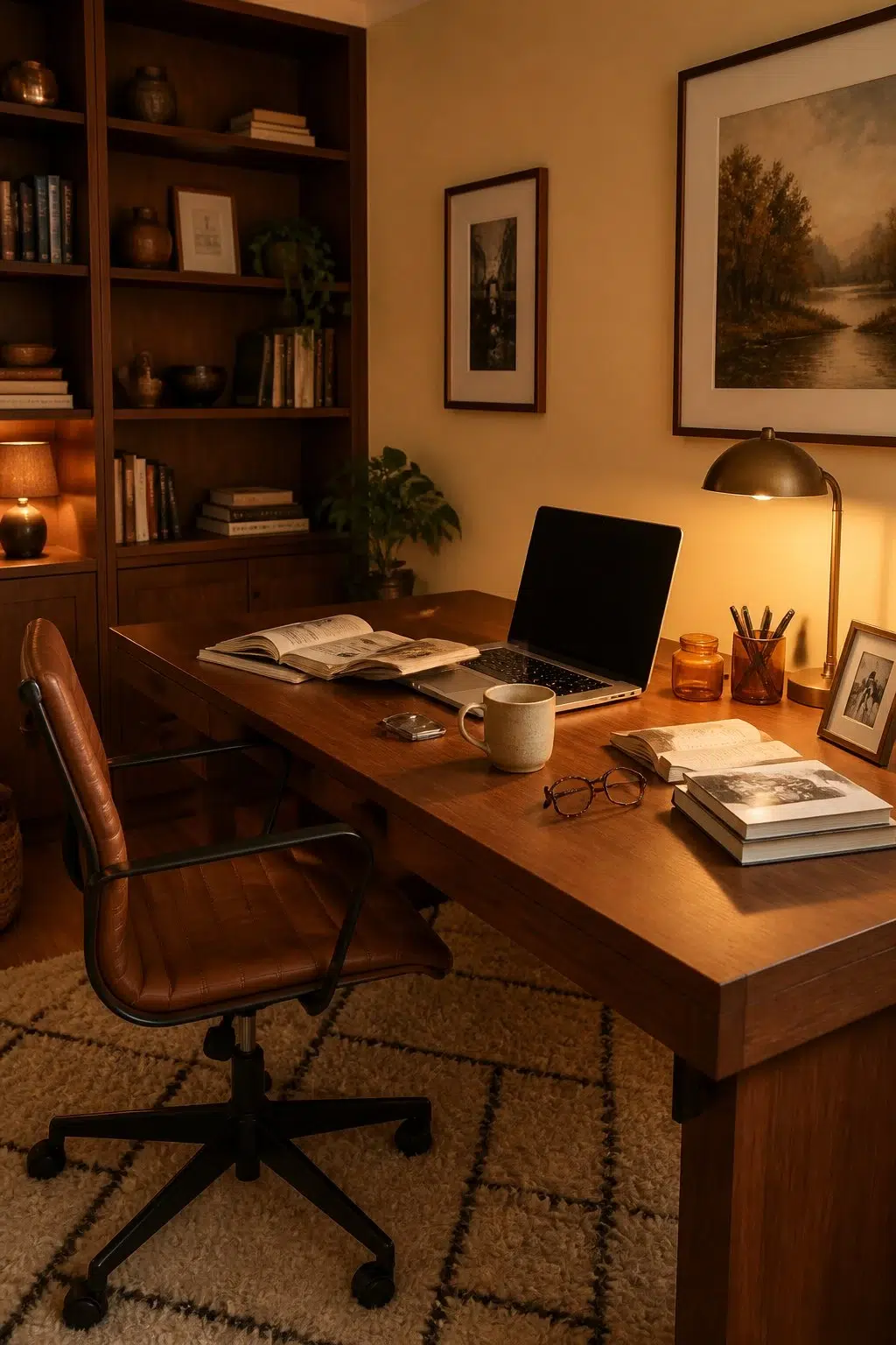 Sherwin-Williams Afterglow in a warm home office
