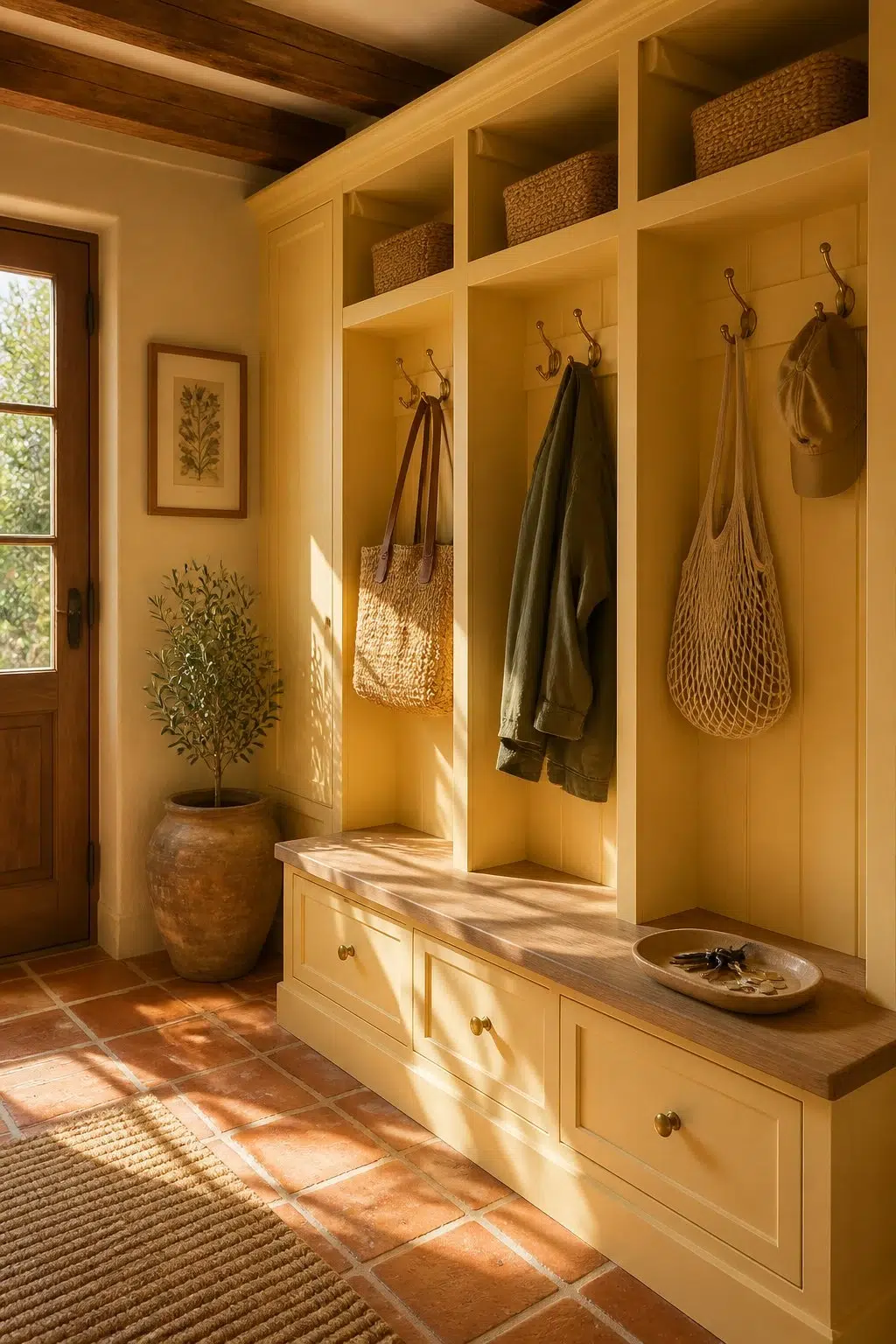 Afternoon paint in a earthy mudroom