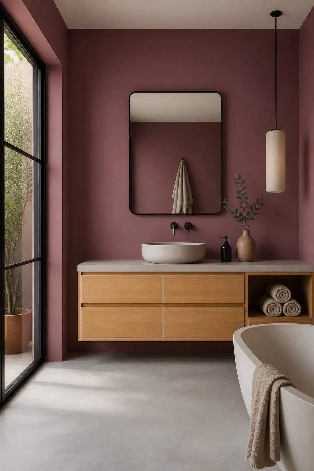 Aged Wine — japandi bathroom