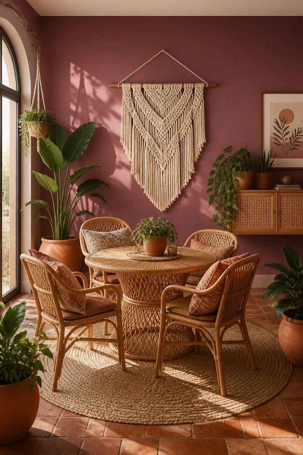 Aged Wine paint in a boho dining room