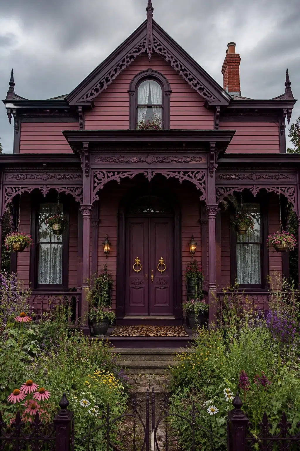 Sherwin-Williams Aged Wine in a maximalist house