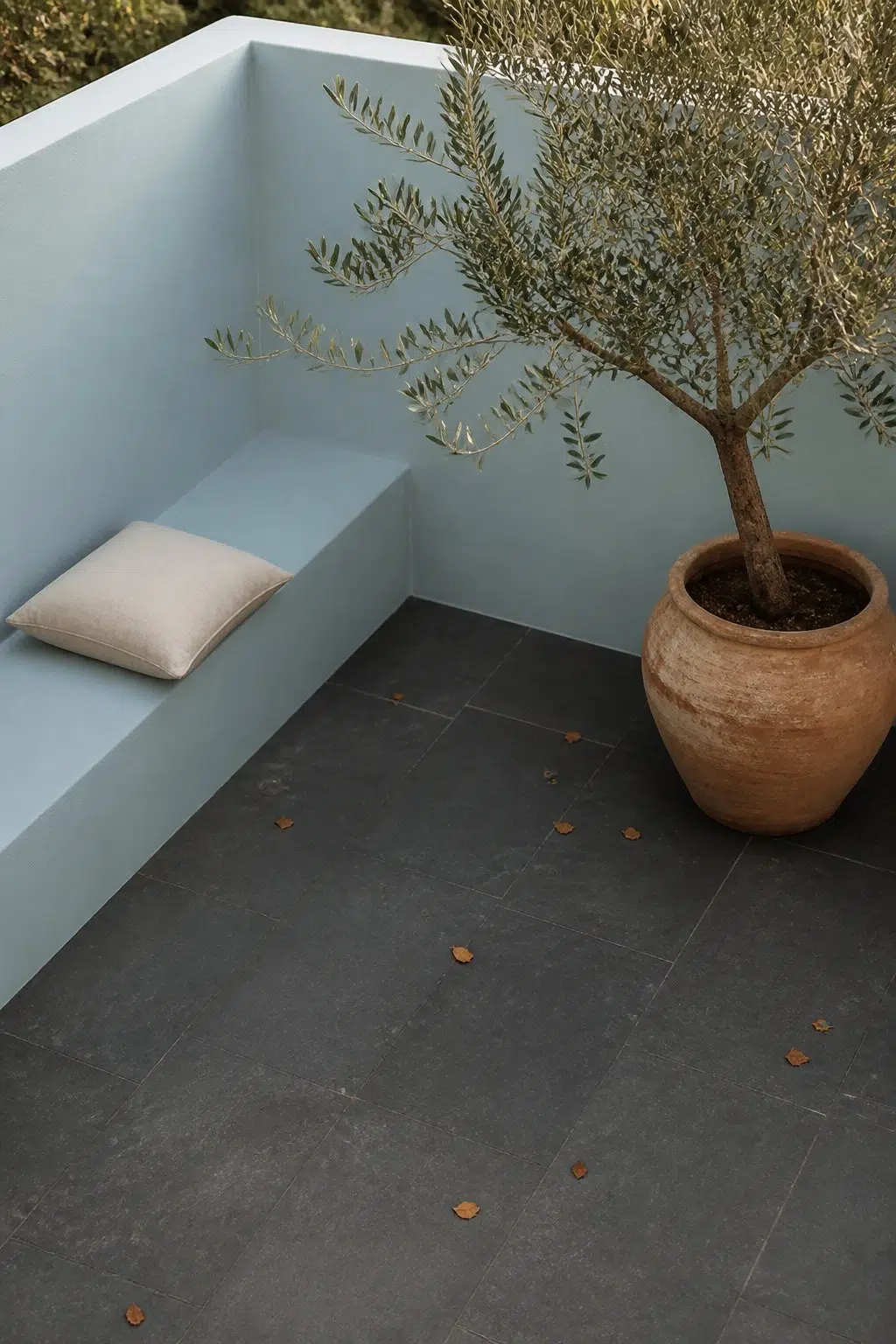 aesthetic patio featuring Agua Fría by Sherwin-Williams