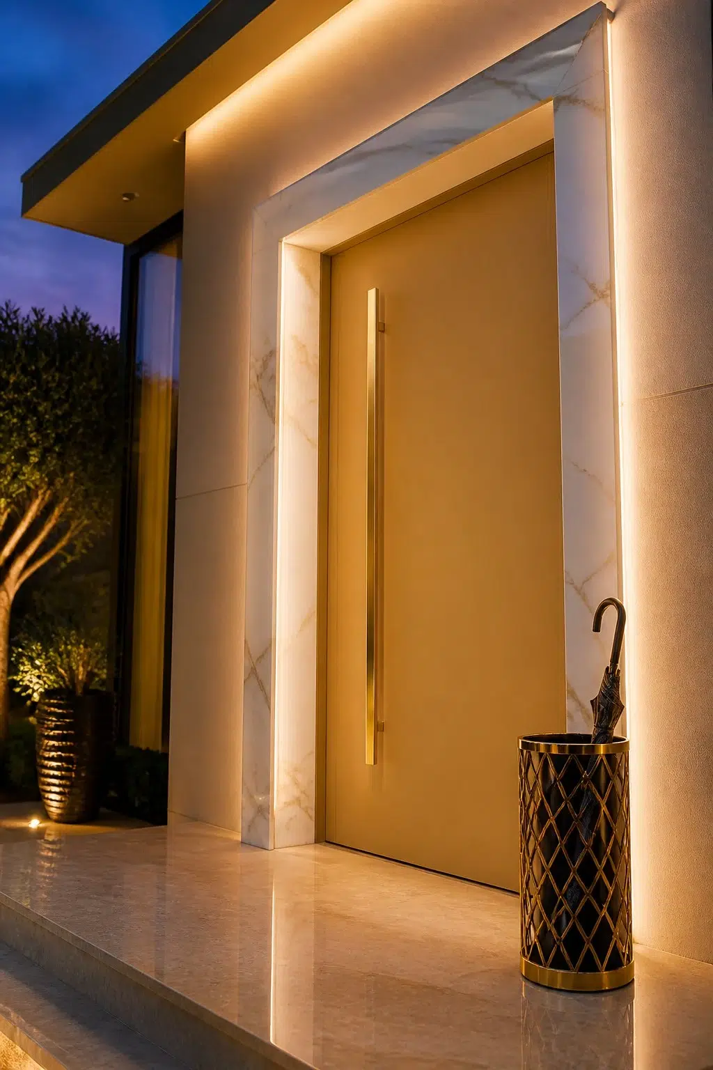 modern luxury front door featuring Alchemy by Sherwin-Williams