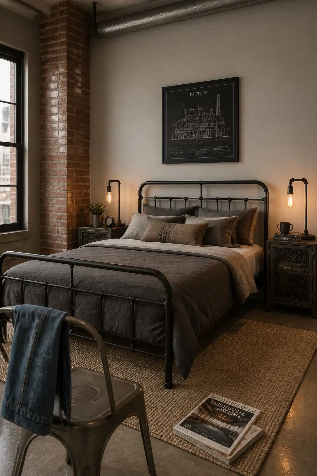 A industrial bedroom painted in Allegory