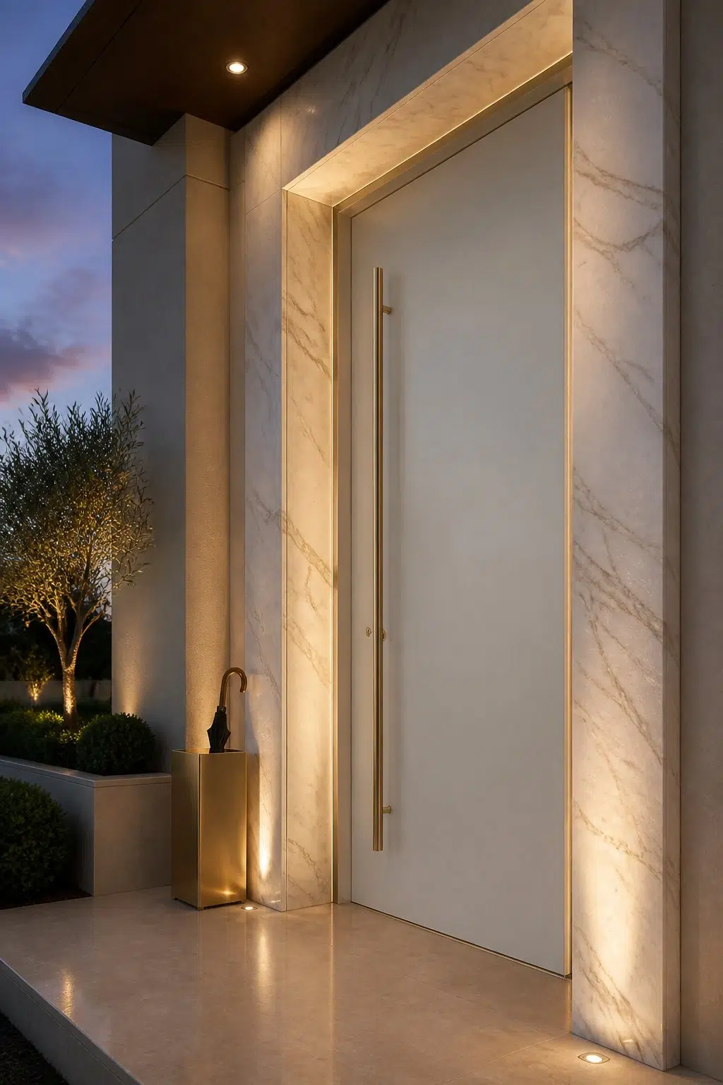 modern luxury front door featuring Allegory by Sherwin-Williams