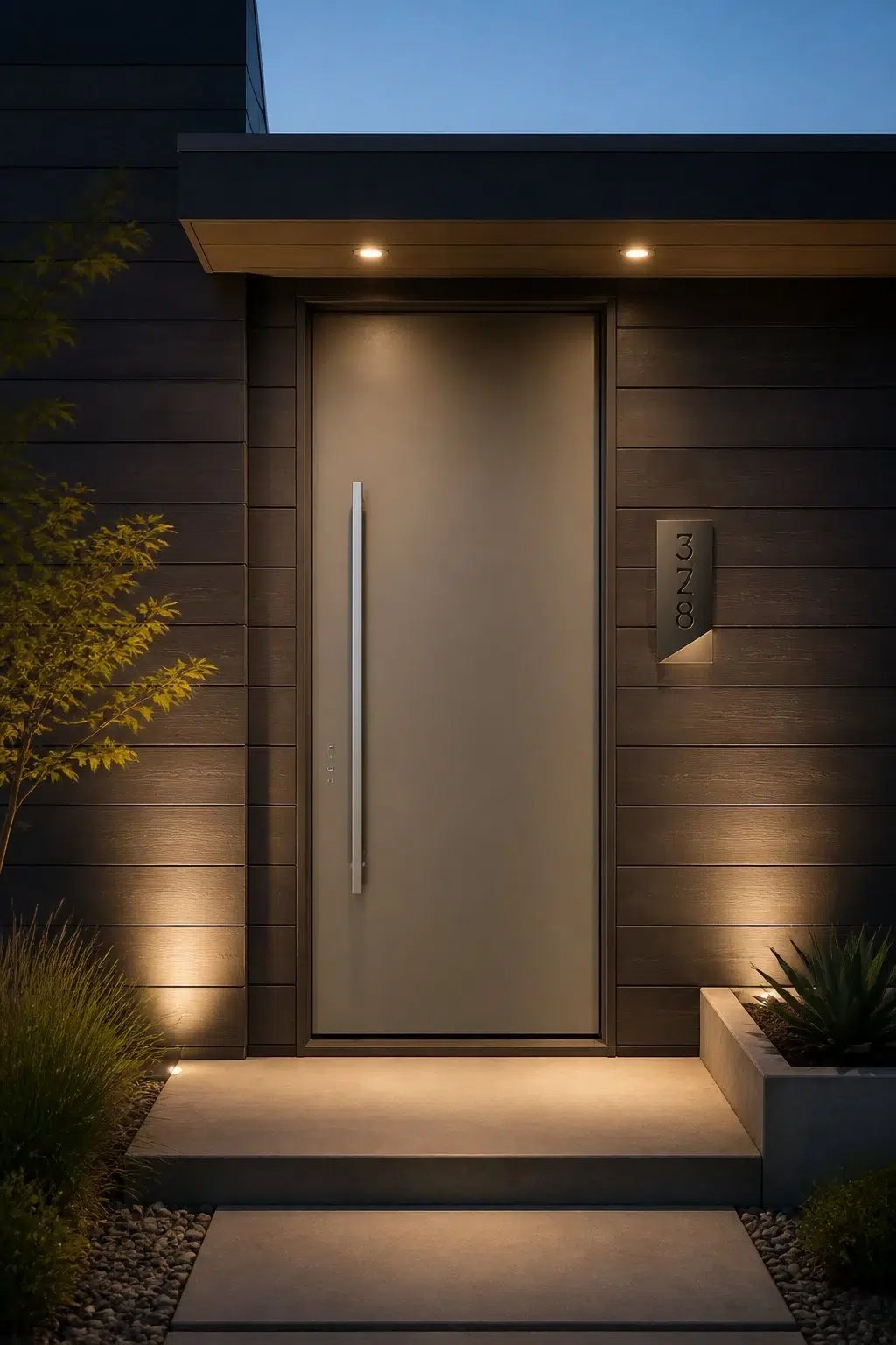 stylish front door featuring Alloy by Sherwin-Williams