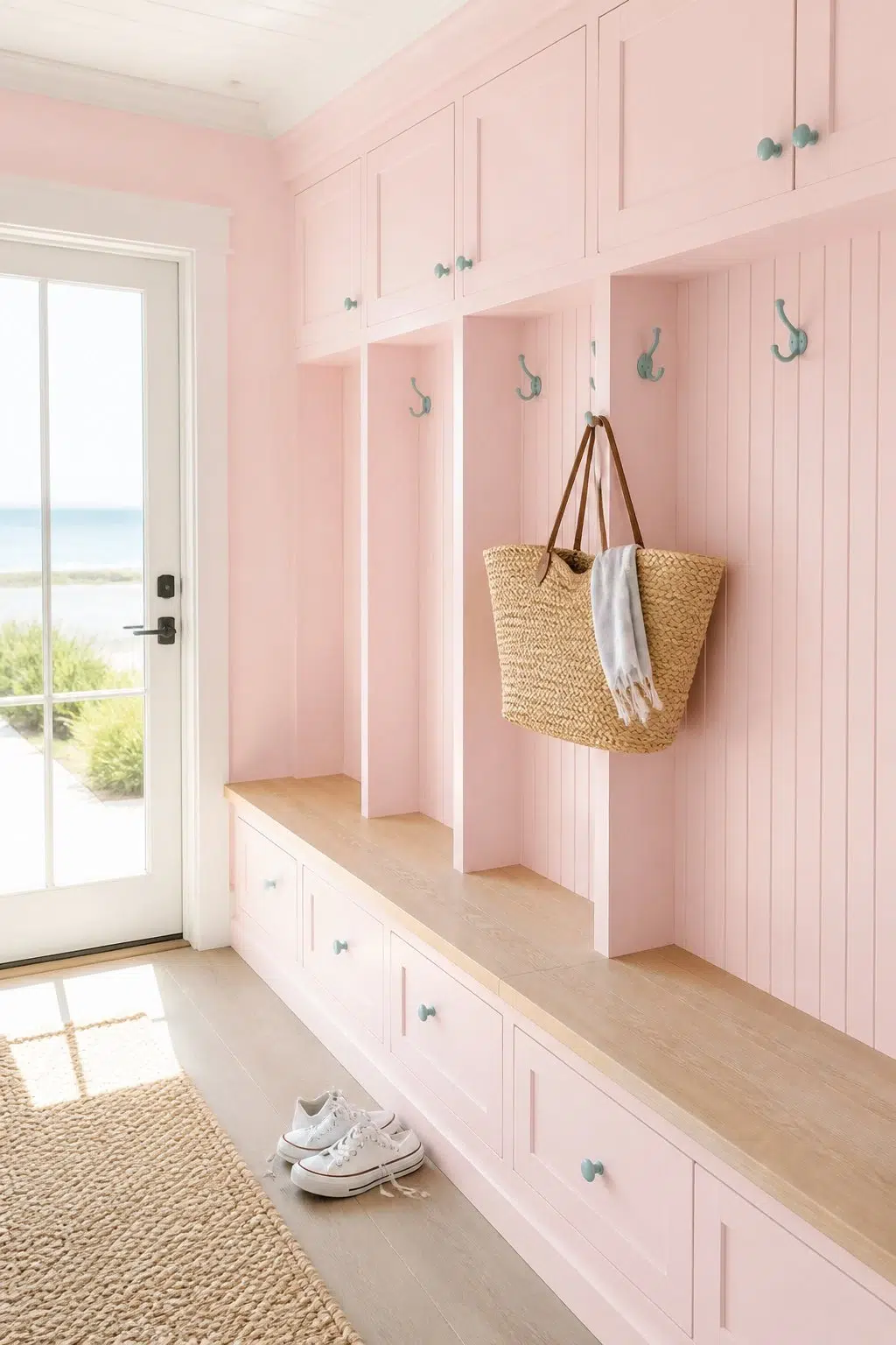 Alyssum paint in a coastal mudroom