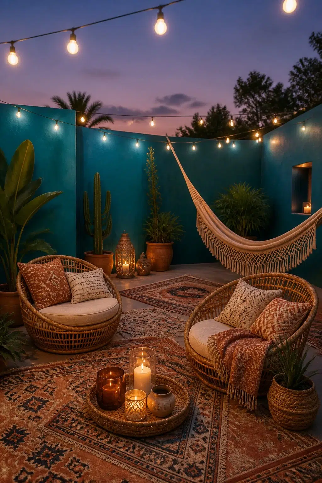 boho patio featuring Amalfi by Sherwin-Williams