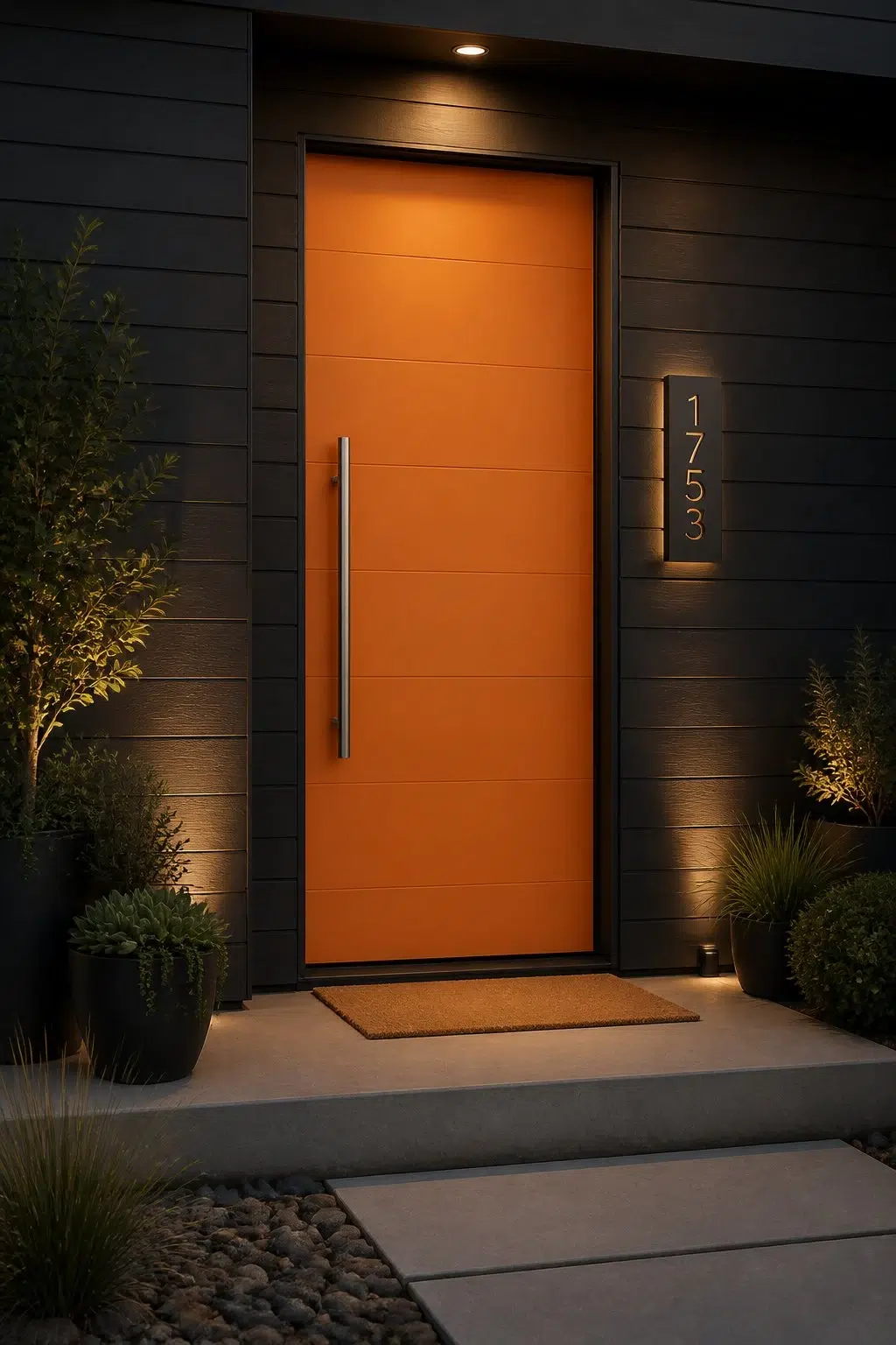 stylish front door featuring Amber Wave by Sherwin-Williams